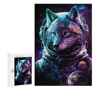 300 PCS Puzzles pour Adolescentes Wolf Astronaut in Space Puzzle pour Adolescentes - Défi Difficile - Défi Éducatif - Amusement en Famille Et Soirée Jeux 300 PCS