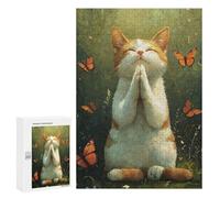 300 PCS Puzzles pour Adolescentes Yoga Cat with Butterflies -1 Puzzle pour Adolescentes - Défi Difficile - Défi Éducatif - Amusement en Famille Et Soirée Jeux 300 PCS