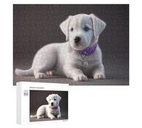 300 PCS Puzzles pour Adolescents Adorable White Puppy with Purple Collar Jeux De Puzzle Relaxants, Amusants Et Humoristiques : des Cadeaux d'anniversaire Et De Noël Uniques 300 PCS