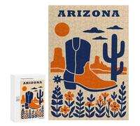 300 PCS Puzzles pour Adolescents Arizona Desert Cowboy Boot Illustration Puzzle pour Adultes - Jeu Manuel - Défi Difficile - Idéal comme Cadeau 300 PCS