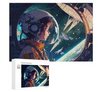 300 PCS Puzzles pour Adolescents Astronaut Gazing at Space Station Jeux De Puzzle Relaxants, Amusants Et Humoristiques : des Cadeaux d'anniversaire Et De Noël Uniques 300 PCS