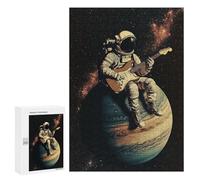 300 PCS Puzzles pour Adolescents Astronaut Playing Guitar on Jupiter Puzzles pour Adultes - Jeu Difficile Et Stimulant À Compléter - Jouets De Jeu Stimulants 300 PCS