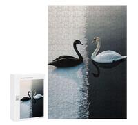 300 PCS Puzzles pour Adolescents Black and White Swans Puzzle pour Adultes : Jeu De Rapidité Manuelle pour Anniversaire, Noël 300 PCS