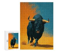 300 PCS Puzzles pour Adolescents Black Bull Charging Puzzles pour Adultes Assemblage De Motifs Stimule Le Cerveau Jeux Et Jouets Stimulants 300 PCS