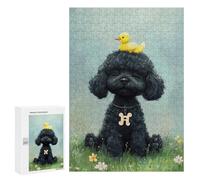 300 PCS Puzzles pour Adolescents Black Poodle with Yellow Duck -3 Puzzles pour Adultes Assemblage De Motifs Stimule Le Cerveau Jeux Et Jouets Stimulants 300 PCS
