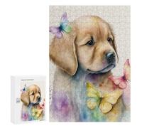 300 PCS Puzzles pour Adolescents Butterfly Golden Retriever Puzzle pour Adultes : Jeu De Rapidité Manuelle pour Anniversaire, Noël 300 PCS