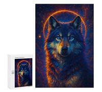 300 PCS Puzzles pour Adolescents Celestial Wolf Portrait Puzzle pour Adultes : Jeu De Rapidité Manuelle pour Anniversaire, Noël 300 PCS