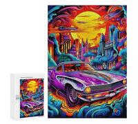 300 PCS Puzzles pour Adolescents Cityscape with Classic Car Jeux De Puzzle Relaxants, Amusants Et Humoristiques : des Cadeaux d'anniversaire Et De Noël Uniques 300 PCS
