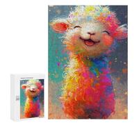 300 PCS Puzzles pour Adolescents Colorful Happy Alpaca Painting Puzzles pour Adultes Assemblage De Motifs Stimule Le Cerveau Jeux Et Jouets Stimulants 300 PCS