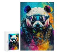 300 PCS Puzzles pour Adolescents Colorful Panda Diver Art Print Puzzles pour Adultes - Jeu Difficile Et Stimulant À Compléter - Jouets De Jeu Stimulants 300 PCS