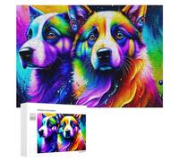 300 PCS Puzzles pour Adolescents Colorful Rainbow Dogs Art Print Jeux De Puzzle Relaxants, Amusants Et Humoristiques : des Cadeaux d'anniversaire Et De Noël Uniques 300 PCS