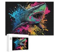300 PCS Puzzles pour Adolescents Colorful Shark Splash Artwork Puzzles pour Adultes, Jeu Familial D'analyse Et De Logique, Cadeaux Anti-Stress 300 PCS