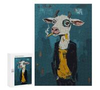 300 PCS Puzzles pour Adolescents Cool Cow with Cigarette Puzzle, Jouet, Décoration Murale, Difficile, Original, Cadeaux d'anniversaire Et De Noël 300 PCS