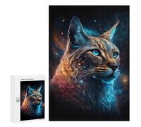 300 PCS Puzzles pour Adolescents Cosmic Lynx Portrait Puzzles pour Adultes - Jeu Difficile Et Stimulant À Compléter - Jouets De Jeu Stimulants 300 PCS