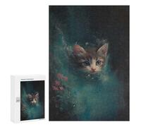 300 PCS Puzzles pour Adolescents Cute Kitten in Teal Puzzle, Jouet, Décoration Murale, Difficile, Original, Cadeaux d'anniversaire Et De Noël 300 PCS