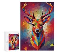 300 PCS Puzzles pour Adolescents Deer Colorful WPAP Art Puzzle, Jouet, Décoration Murale, Difficile, Original, Cadeaux d'anniversaire Et De Noël 300 PCS