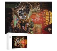 300 PCS Puzzles pour Adolescents Dogs Playing Poker A Whimsical Art Mashup Puzzles pour Adultes Jouets Anti-Stress Défi Difficile Cadeaux Et Anniversaires Uniques 300 PCS