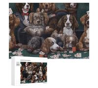 300 PCS Puzzles pour Adolescents Dogs Playing Poker A Whimsical Art Series Puzzles pour Adultes Jouets Anti-Stress Défi Difficile Cadeaux Et Anniversaires Uniques 300 PCS