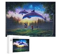300 PCS Puzzles pour Adolescents Dolphins in The Sky Jeux De Puzzle Relaxants, Amusants Et Humoristiques : des Cadeaux d'anniversaire Et De Noël Uniques 300 PCS