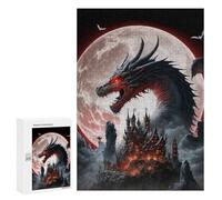 300 PCS Puzzles pour Adolescents Dragon Castle Under The Full Moon Jeux De Puzzle Relaxants, Amusants Et Humoristiques : des Cadeaux d'anniversaire Et De Noël Uniques 300 PCS
