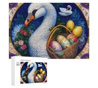 300 PCS Puzzles pour Adolescents Easter Egg Basket with Swans Jeux De Puzzle Relaxants, Amusants Et Humoristiques : des Cadeaux d'anniversaire Et De Noël Uniques 300 PCS