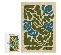 300 PCS Puzzles pour Adolescents Elegant Blue Floral Illustration - Minimal Botanical Wall Art with Cool Tones Puzzle, Jouet, Décoration Murale, Difficile, Original, Cadeaux d'anniversaire Et De Noël