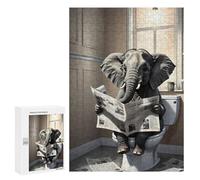 300 PCS Puzzles pour Adolescents Elephant Reading Newspaper in Bathroom-1 Puzzles pour Adultes, Jeu Familial D'analyse Et De Logique, Cadeaux Anti-Stress 300 PCS