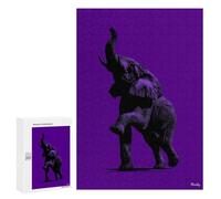 300 PCS Puzzles pour Adolescents Elephant Silhouette - Majestic Strength on Purple Puzzle pour Adultes : Jeu De Rapidité Manuelle pour Anniversaire, Noël 300 PCS