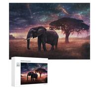 300 PCS Puzzles pour Adolescents Elephant Under A Starry Sky Jeux De Puzzle Relaxants, Amusants Et Humoristiques : des Cadeaux d'anniversaire Et De Noël Uniques 300 PCS