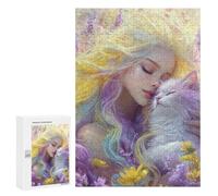 300 PCS Puzzles pour Adolescents Enchanted Garden with Fantasy Cat Puzzles pour Adultes Assemblage De Motifs Stimule Le Cerveau Jeux Et Jouets Stimulants 300 PCS