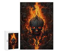 300 PCS Puzzles pour Adolescents Flaming Skull Artwork Puzzles pour Adultes Assemblage De Motifs Stimule Le Cerveau Jeux Et Jouets Stimulants 300 PCS