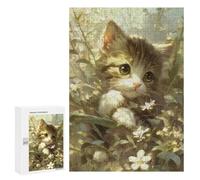 300 PCS Puzzles pour Adolescents Floral Kitten Paradise Puzzles pour Adultes - Jeu Difficile Et Stimulant À Compléter - Jouets De Jeu Stimulants 300 PCS