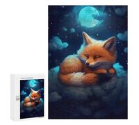 300 PCS Puzzles pour Adolescents Fox Dreams Under The Moonlight Jeux De Puzzle Relaxants, Amusants Et Humoristiques : des Cadeaux d'anniversaire Et De Noël Uniques 300 PCS