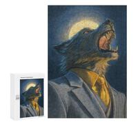 300 PCS Puzzles pour Adolescents Full Moon Wolf Howling Puzzles pour Adultes - Jeu Difficile Et Stimulant À Compléter - Jouets De Jeu Stimulants 300 PCS
