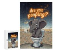 300 PCS Puzzles pour Adolescents Funny Elephant on Toilet Puzzle pour Adultes : Jeu De Rapidité Manuelle pour Anniversaire, Noël 300 PCS