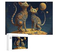 300 PCS Puzzles pour Adolescents Galactic Cats A Cosmic Artwork Jeux De Puzzle Relaxants, Amusants Et Humoristiques : des Cadeaux d'anniversaire Et De Noël Uniques 300 PCS