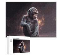300 PCS Puzzles pour Adolescents Galactic Gorilla Cosmic Chimpanzee Portrait Jeux De Puzzle Relaxants, Amusants Et Humoristiques : des Cadeaux d'anniversaire Et De Noël Uniques 300 PCS
