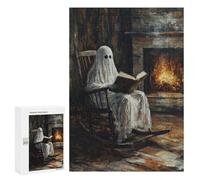 300 PCS Puzzles pour Adolescents Ghost Reading by Fireplace Puzzles pour Adultes - Jeu Difficile Et Stimulant À Compléter - Jouets De Jeu Stimulants 300 PCS