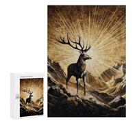 300 PCS Puzzles pour Adolescents Gold X Deer Puzzles pour Adultes Jeux Relaxants Assemblage De Motifs Interaction Parent-Enfant 300 PCS