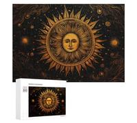 300 PCS Puzzles pour Adolescents Golden Celestial Sun Art Print-2 Puzzles pour Adultes Jouets Anti-Stress Défi Difficile Cadeaux Et Anniversaires Uniques 300 PCS