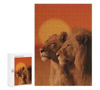 300 PCS Puzzles pour Adolescents Golden Sunset Lions Puzzles pour Adultes Assemblage De Motifs Stimule Le Cerveau Jeux Et Jouets Stimulants 300 PCS