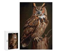 300 PCS Puzzles pour Adolescents Great Horned Owl Puzzle pour Adultes : Jeu De Rapidité Manuelle pour Anniversaire, Noël 300 PCS