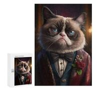 300 PCS Puzzles pour Adolescents Grumpy Cat Fancy Suit Casse-têtes pour Adultes, Jeux De Réflexion, Analyse Et Logique, Cadeaux De Noël Et d'anniversaire 300 PCS