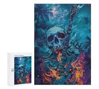 300 PCS Puzzles pour Adolescents Guitar Skull Art Print-1 Puzzles pour Adultes - Jeu Difficile Et Stimulant À Compléter - Jouets De Jeu Stimulants 300 PCS