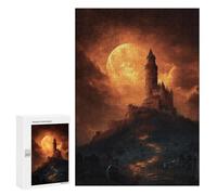 300 PCS Puzzles pour Adolescents Halloween Castle with Full Moon Puzzles pour Adultes Assemblage De Motifs Stimule Le Cerveau Jeux Et Jouets Stimulants 300 PCS