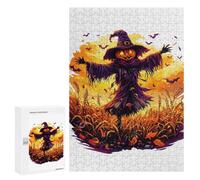 300 PCS Puzzles pour Adolescents Halloween Scarecrow with Pumpkin Head Puzzle pour Adultes : Jeu De Rapidité Manuelle pour Anniversaire, Noël 300 PCS