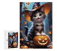 300 PCS Puzzles pour Adolescents Halloween Witch Cat Decorations Puzzles pour Adultes Assemblage De Motifs Stimule Le Cerveau Jeux Et Jouets Stimulants 300 PCS