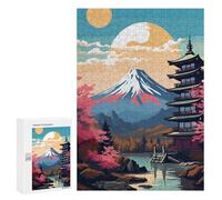 300 PCS Puzzles pour Adolescents Japanese Pagoda Sunset Scene Puzzles pour Adultes Assemblage De Motifs Stimule Le Cerveau Jeux Et Jouets Stimulants 300 PCS