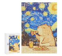 300 PCS Puzzles pour Adolescents Kawaii Capybara Eating Pizza Puzzle pour Adultes : Jeu De Rapidité Manuelle pour Anniversaire, Noël 300 PCS