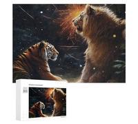 300 PCS Puzzles pour Adolescents King of Beasts Lion Vs Tiger Puzzles pour Adultes, Jeu Familial D'analyse Et De Logique, Cadeaux Anti-Stress 300 PCS